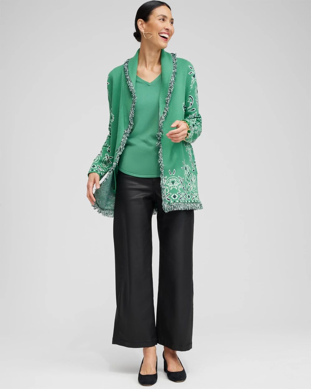 Fringe Bandana Print Cardigan | Chico's Fringe Bandana Print Cardigan | Chico's
